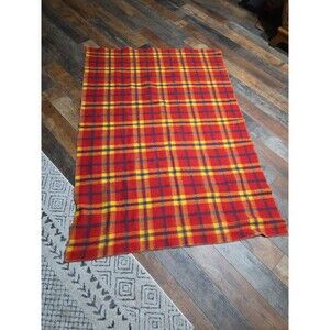 Vintage MCM "Merry Monarch" lambswool throw Blanket Tartan Plaid Pattern B18